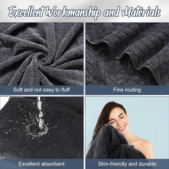 16 Pack Microfiber Bath Towels Bulk 27'' x 60'' Oversized Size Bath Towel Highly Absorbent Extra Large Soft Drying for Shower Beach Winter Salon Sport Gym Party (Wheat,Black)