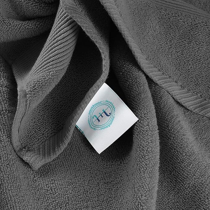 Hearth & Harbor Bath Towels for Bathroom - 100% Ring Spun Cotton Luxury Bathroom Towels - Ultra Soft & Highly Absorbent, Bath Towels Set of 6 - Dark Gray