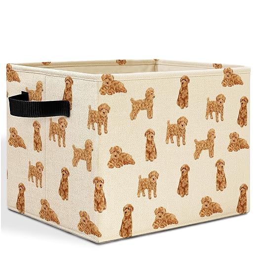 Poodle Dog Storage Bins Box with Handles, Gifts for Poodle Lovers, Cute Puppy Dog Laundry Basket Hamper Collapsible Clothes Toys Organizer for Nursery Bedroom Bathroom Home