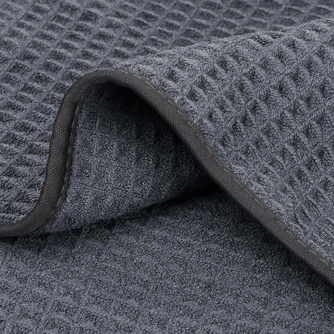 HOMEXCEL Waffle Bath Towels Set 4 Pack, Premium Microfiber Bathroom Towels, Ultra Soft, Lightweight, Highly Absorbent and Quick Dry Towel for Bathroom, Gym, Shower, Hotel, and Spa, 27 x 54 Inch, Grey