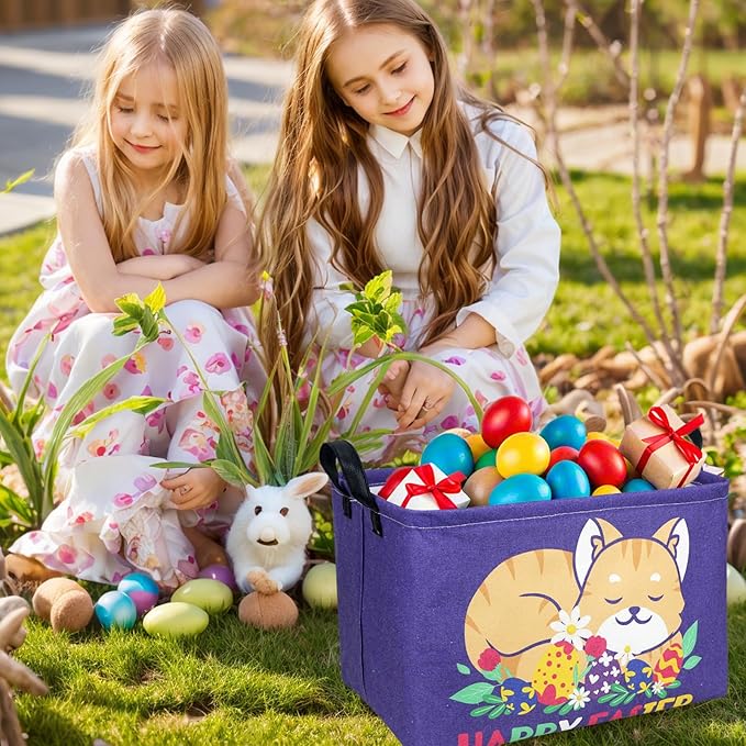 Cat Easter Basket for Kid Large Empty Easter Bunny Eggs Décor Storage Basket (Cat)