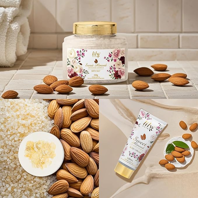 Valentines Day Gifts Spa Gift Basket Set for Women 17-Piece Almond Luxury Spa Gift Set Bath & Body Care Kit with Shower Gel | Christmas, Mothers Day Gift for Mom, Birthday Gifts for Her, Wife, Mom