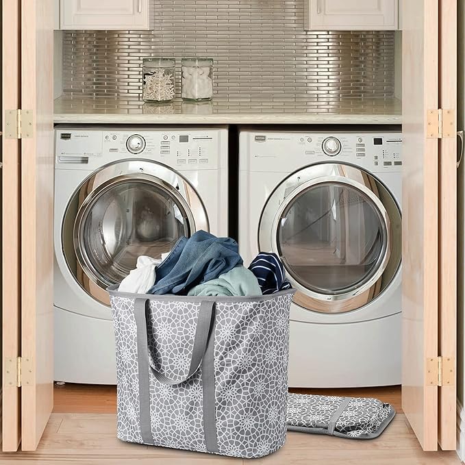 YOHOM Flexible Laundry Basket 80L, Folding Hamper for Clothes Large Collapsible Tote for Big Family, Portable Storage Basket for Dorm, Bedroom and Bathroom (Gray (80L))