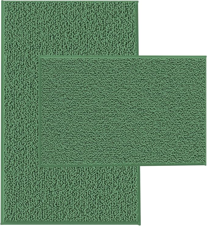 2 Piece Bath Rugs for Bathroom Non Slip - Soft Plush Shaggy Mats Floor, Indoor Entryway Extra Soft Chenille Bath Mat Absorbent Bathroom Rug