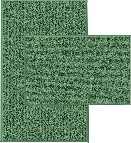 2 Piece Bath Rugs for Bathroom Non Slip - Soft Plush Shaggy Mats Floor, Indoor Entryway Extra Soft Chenille Bath Mat Absorbent Bathroom Rug