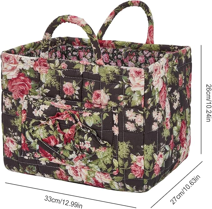 Boho Fabric Storage Basket, Large Capacity Laundry Basket, 12.2'' x 10.23'' x 10.23'' Collapsible Laundry Hamper with Easy Carry Handles (D Multi-Color 9, L)