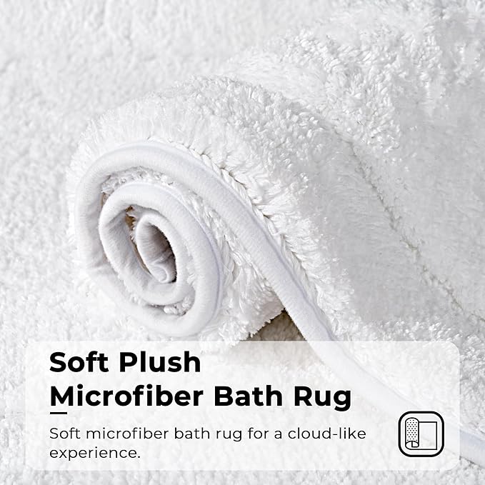 GRANNY SAYS Microfiber Bathroom Rugs Non Slip Washable, Water Absorbent Bath Mats for Tub, Soft Bath Mats for Bathroom Floor & Shower, Bath Rug, 20" x 32", White Bath Rugs