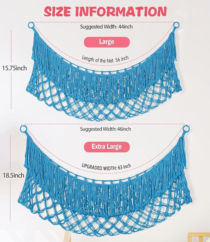 Stuffed Animal Hammock - Extra Large 63'' Long, Stuffed Animal Storage, stuffed animal Holder net, Hammock Large, Storage Hanging Organizer - Peacock blue