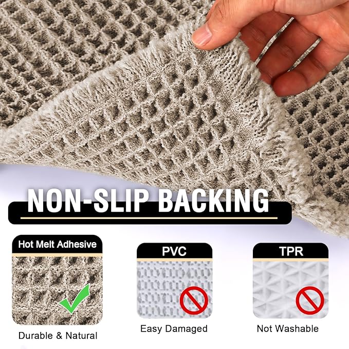 H.VERSAILTEX Upgraded Waffle Bath Mat Super Absorbent Non Slip Bath Rug for Bathroom Floor, 24" x 36", Irish Cream