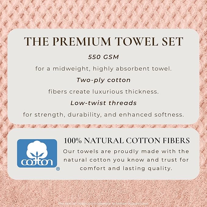 Great Bay Home Bath Towels - 100% Cotton 4 Pack 54x27 Bath Towel Set - Absorbent, Durable, Quick-Dry Towels for Bathroom (Pink)