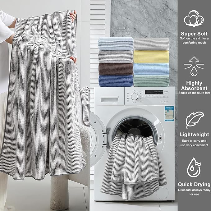 4 Piece Bath Towel Set 35"x70"Oversized Bath Towel for Bathroom Ultra Soft Fluffy Extra Large Bath Sheet Luxury Premium Bathroom Towel Highly Absorbent Quick Dry Shower Towel for Hotel Spa,Brown White