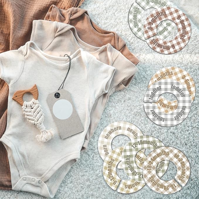 WSICSE Baby Closet Dividers,Round Baby Clothes Dividers for Closet Nursery Closet Organizer & Decor for Sorting 8 Designs Fits 1.5" Rod