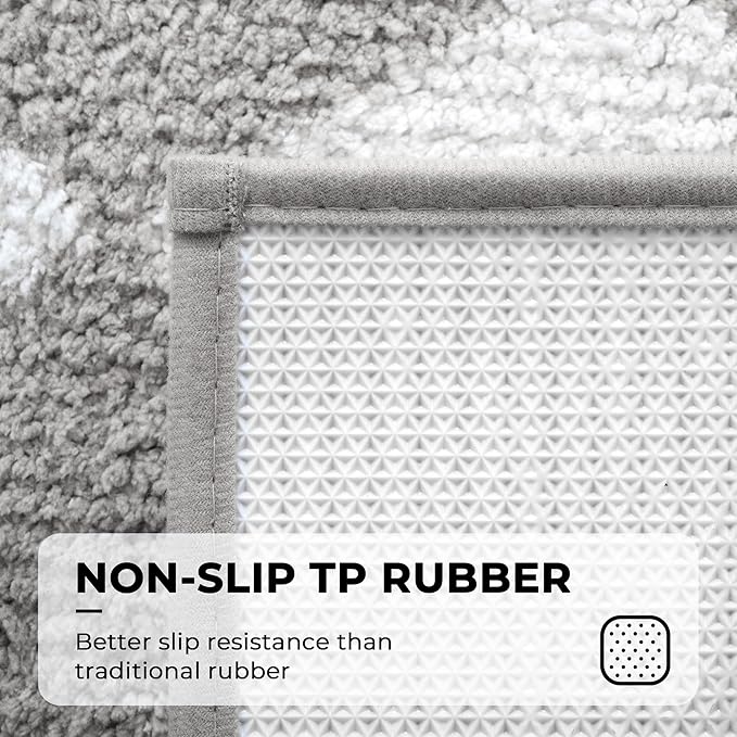 GRANNY SAYS Diamond Bathroom Rugs, 16" x 24", Non-Slip Bath Mats for Bathroom, Plush Shag Absorbent Microfiber Ultra Soft Bath Mat, Cute Washable Rug for Tub, Shower, Bedroom, Light Grey