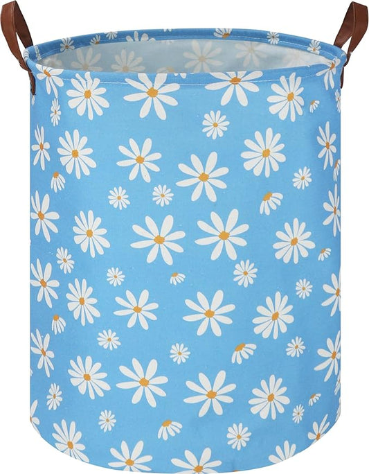Kids Laundry Hamper,Blue Laundry Basket,Baby Nursery Hamper,Waterproof Toys Storage Bin,Clothes Organizer,Gift Basket,Room Decor(Daisy)