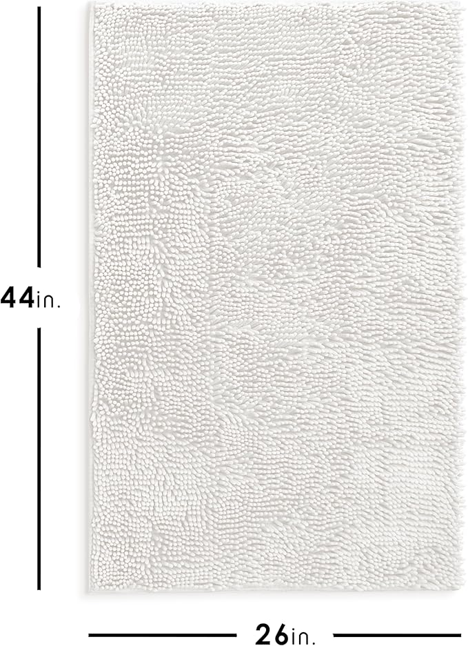 Hearth & Harbor Bathroom Rugs, Chenille Bath Mat - Machine Washable Bath Mats for Bathroom Non-Slip Backing Rubber, Quick Dry Bathroom Mat - Off-White Bath Rug, 26x44