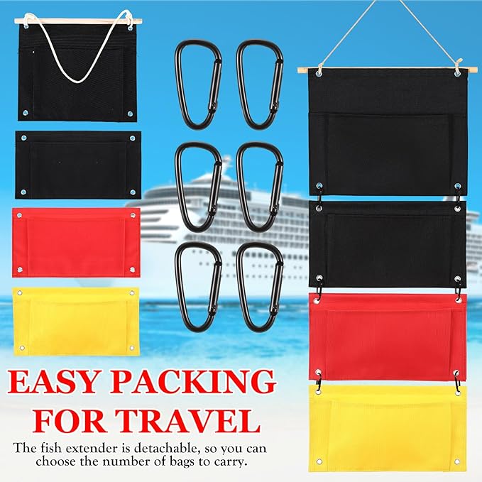 2 Pcs Fish Extender Cruise Hanging Organizer with 4 Pockets and 5 Yard Red Polka Dot Ribbon Travel Door Area Cabin Storage Bag 2026 Fe for Exchange Gift Pixie Dusting(Black,Red,Yellow)