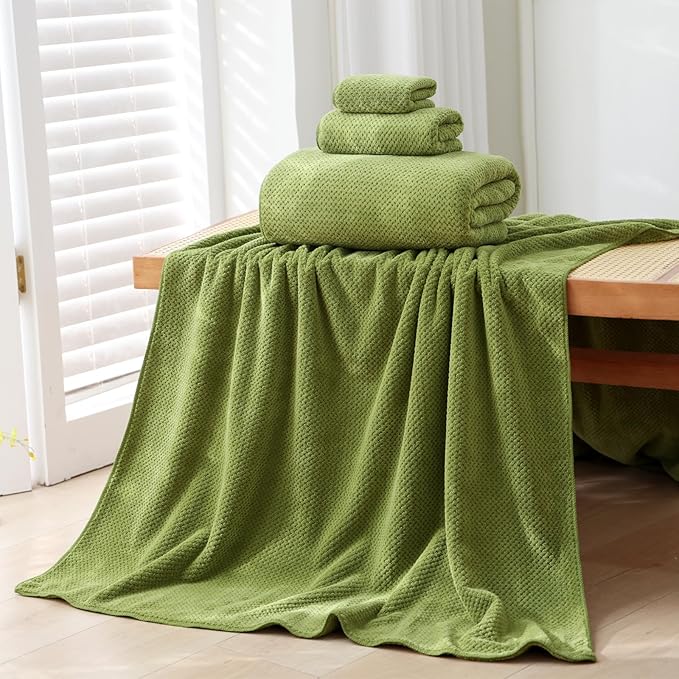 30x60 Inches Extra Large Bath Towels Set Super Soft Absorbent Luxury Microfiber Towels for Bathroom (Sage Green, 6PCS)