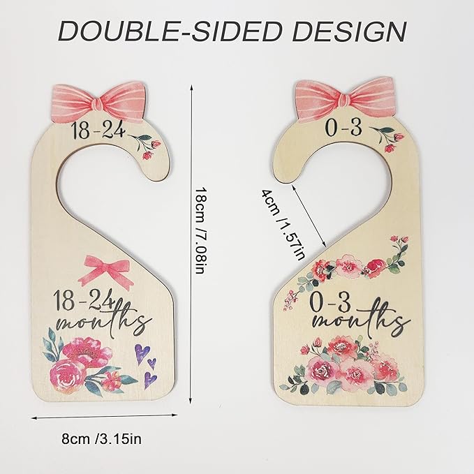 Baby Closet Dividers 8pcs Double-Sided Baby Clothes Dividers for Closet Wooden Nursery Decor for Gilrs Wardrobe-Ideal Baby Size Closet Organizer