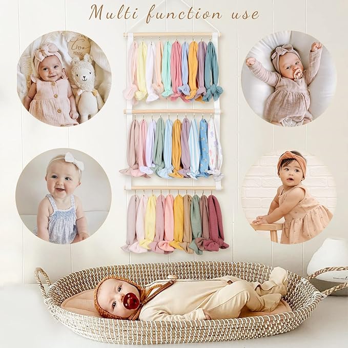 POVETIRE Headband Holder Head Bands Organizer for Girls, Baby Headbands Hair Accessories Organizer Storage Wall Hanging Decor for Nursery Toddler Girls Room