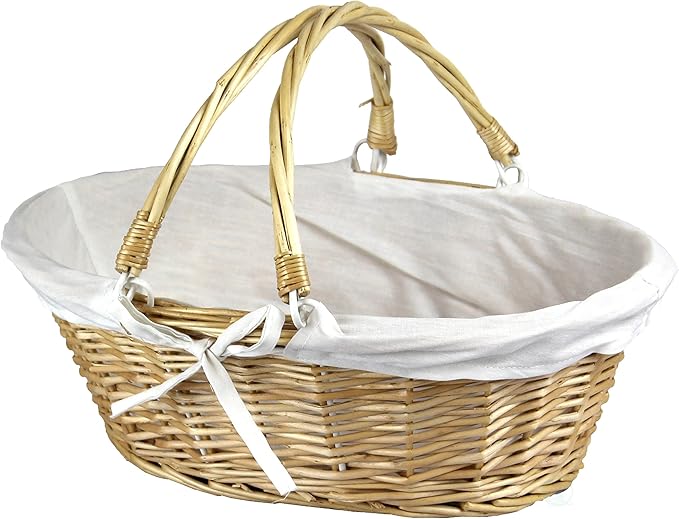 Vintiquewise Oval Willow Basket with Double Drop Down Handles (2 Units)