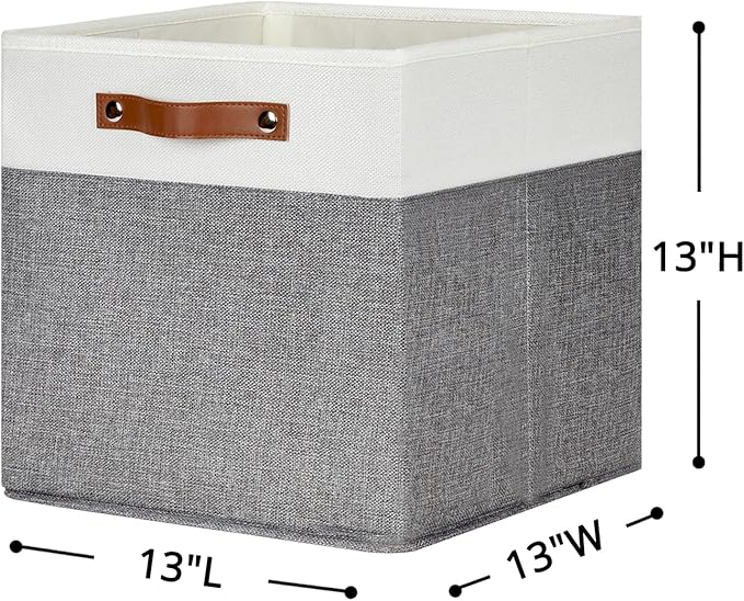 HNZIGE 13x13 Foldable Storage Bins Set of 4 Storage Cubes Fabric Storage Baskets for Shelves with Handles Organizer for Toy Nursery Closet Bedroom