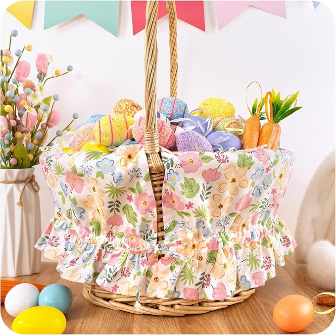 MT WORLD Kids Easter Basket Liner Only Personalized Flower Easter Basket Liner with Embroidered Name Custom Easter Gift for Toddler Girls Baby First Easter Gifts