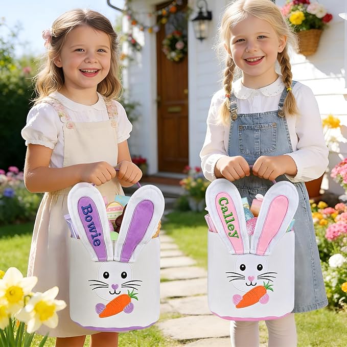 Easter Baskets for Kids - Touber Bunny Easter Basket | Gifts for Boys & Girls and Hunting Party Favor Supplies - Purple Ears