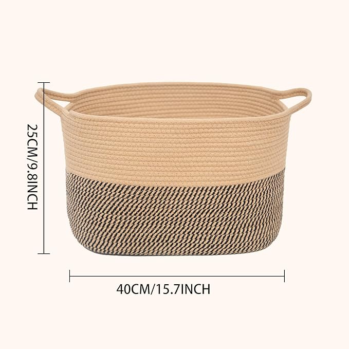 Laundry Baskets Woven Cotton Rope Laundry Hamper with Handles for Decor Storage of Dirty Clothes,Toys and Blankets in Bathroom,Baby Room and Living Room