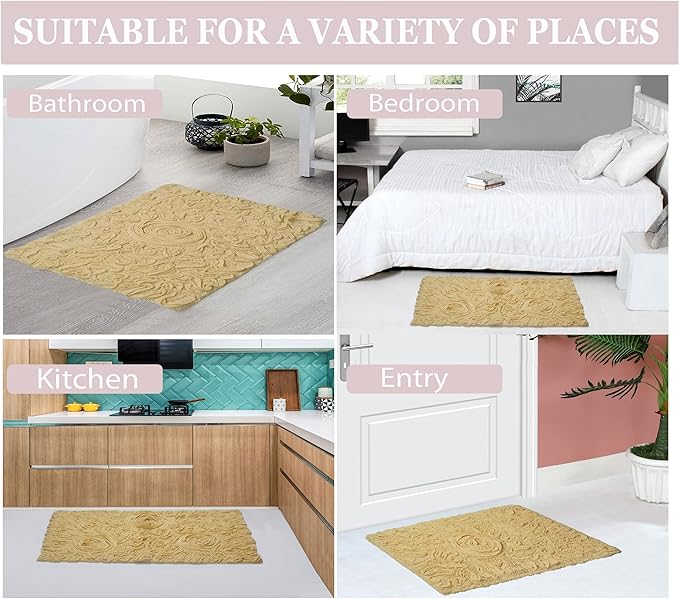 Home Weavers Bell Flower Collection 100% Cotton Tufted Bath Rugs, Extra Soft and Absorbent Bath Rugs, Non-Slip Bath Mats, Machine Washable, Bath Mats for Bathroom Floor and Tub, 22" Round, Yellow