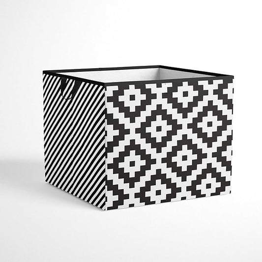 Bacati - Large Storage Tote Aztec Love Black Neutral 14 x 14 x 10 inches