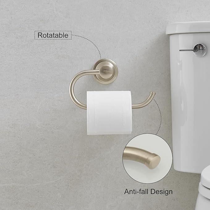 Hoimpro Brushed Nickel 2-Piece Bathroom Bath Set, Wall Mounted Bathroom Hardware Fixture (Towel Ring Holder, Toilet Paper Towel Holder), Bathroom Accessories, Stainless Steel and Zinc Alloy