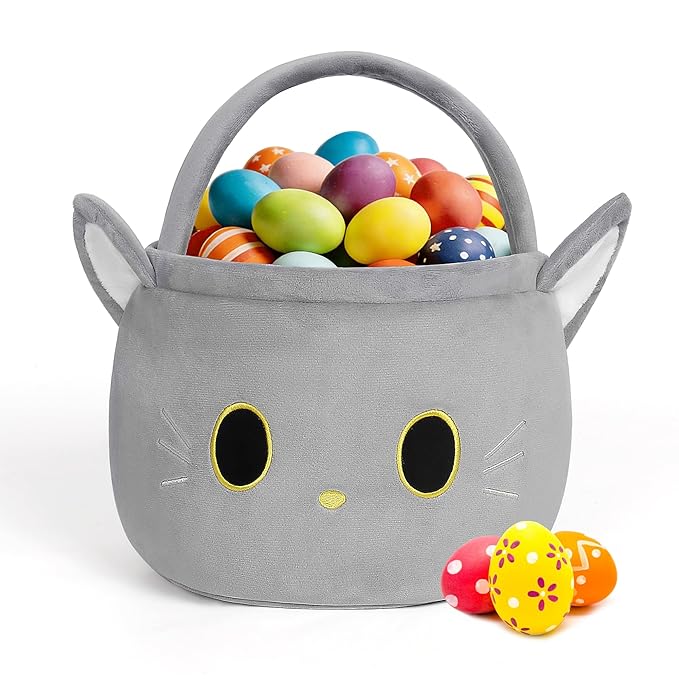 Easter Basket, Easter Baskets for Kids, Cat Baskets with Handle for Gifts Empty, Bunny Egg Hunting, Basket Stuffers Essentials