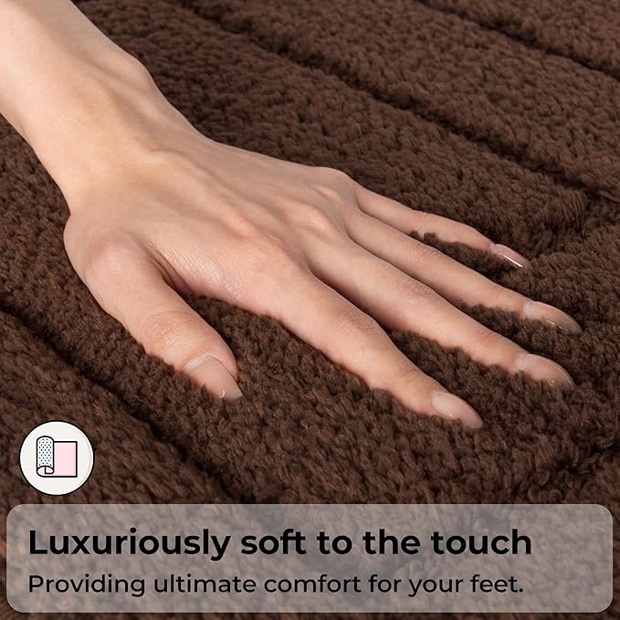 GRANNY SAYS Bathroom Rugs Sets 2 Piece,Soft Bath Mats for Bathroom, Bath Rugs Non Slip Washable, Absorbent Bath Rug for Tub,Shower and Toilet, Bathroom Mat Set (Brown, 20" x 32" + 16" x 24")