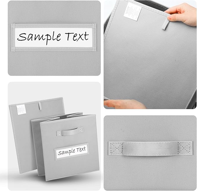 artsdi Fabric storage cubes (8 Pack) 13 Inch Cube Storage Bin, cube organizer bins with 8 Labels Window Cards & a Pen, Foldable cube organizer bins and Storage Box, Light Grey