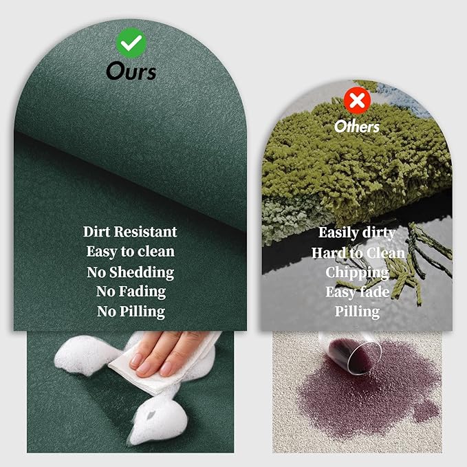 2 Piece Bathroom Rugs Mat Set - Quick Dry Diatomaceous Earth Bath Mat for Bathroom Non-Slip Bath Rug with Rubber Backing, Absorbent Bath Mats Thin Bath Floor Mat,15.7x23.6+15.7x47.2 Inch, Dark Green