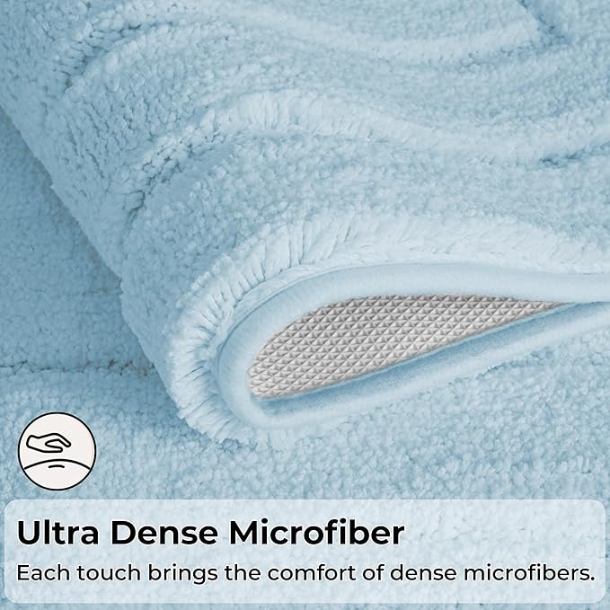 GRANNY SAYS Bathroom Rugs Sets 3 Piece, Soft Absorbent Microfiber Bath Mats for Bathroom Non Slip Washable, U-Shaped Toilet Bath Rugs for Tub Shower (Ivory, 16" x 24" + 20" x 32" + U Shaped 20" x 24")
