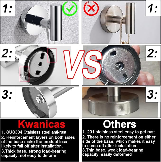 5 Pieces Polished Chrome Bathroom Hardware Accessories Set,Hand Towel Ring,16 inch Towel Bar,Toilet Paper Holder,2pcsTowel Hooks,Round SUS304 Stainless Steel Heavy Duty Wall Mount Holder,Towel Rack