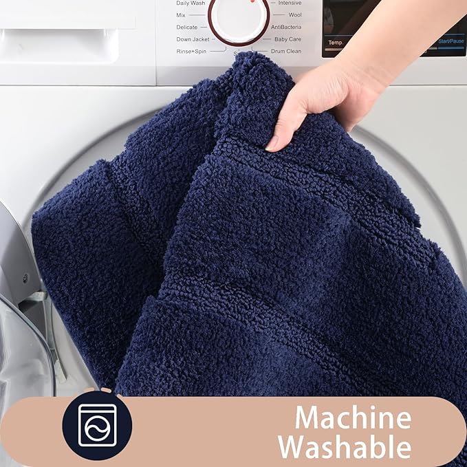 HOMORE Bathroom Runner Rug 24x54 Inch, Thick Soft and Absorbent Microfiber Bath Runner Rug, TPR Backing Non Slip Bath Mat, Washable Plush Bath Rug for Bathroom Floor Shower Tub Sink, Navy Blue