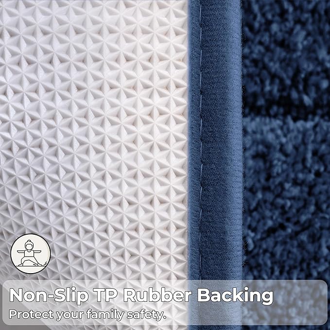 GRANNY SAYS Bathroom Rugs Sets 3 Piece, Soft Absorbent Microfiber Bath Mats for Bathroom Non Slip Washable, U-Shaped Toilet Bath Rugs for Tub Shower (Blue, 16" x 24" + 20" x 32" + U Shaped 20" x 24")