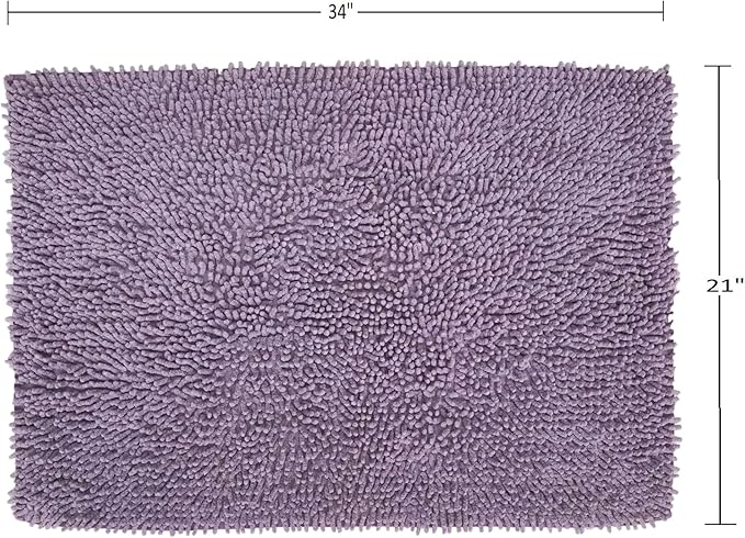 Home Weavers Fantasia Bath Rug 100% Cotton Bathroom Rugs Set, Machine Washable Rug, Extra Soft and Absorbent Bath Rug, Kitchen Mat, Bath Mat Set, Bath Floor Mat Non Slip, 21"x34" Rectangle, Purple
