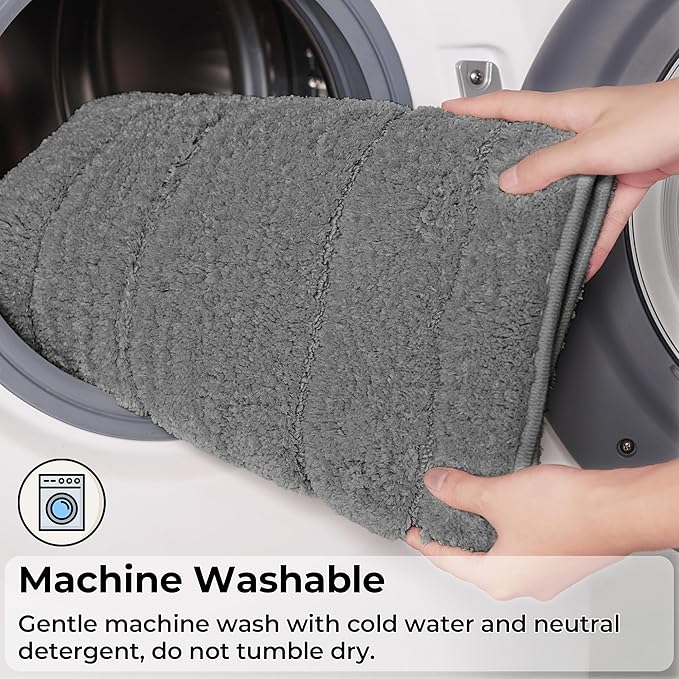GRANNY SAYS Gray Bathroom Rug Mat, Bath Mats for Bathroom Non-Slip, Super Soft and Water Absorbent, Extra Large Bath Rugs, Microfiber Bath Rugs for Floor, Tub and Shower,59" x 20"