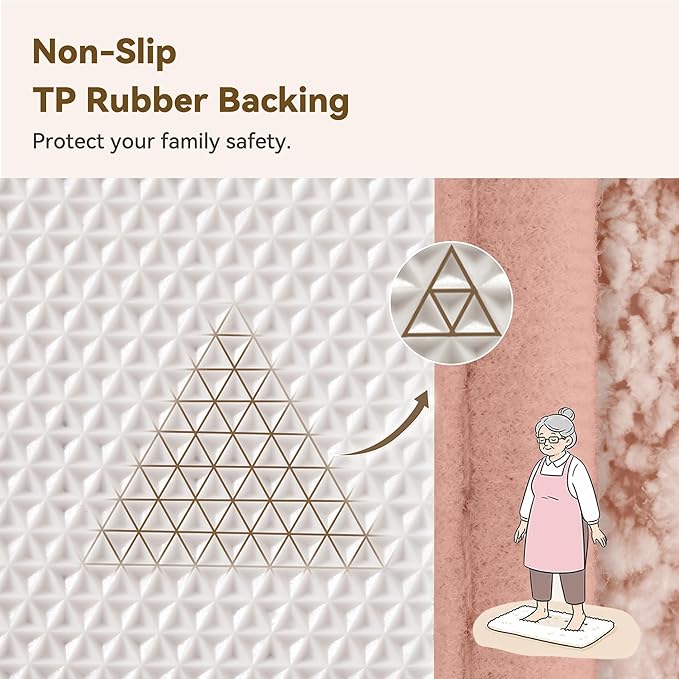 GRANNY SAYS Pink Bathroom Rugs Non Slip Washable, 16x 24, Soft Bath Mats for Bath, Microfiber Shag Rug, Absorbent Bath Floor Mat, Small Bathroom Rug for Shower, Tub, Bedroom