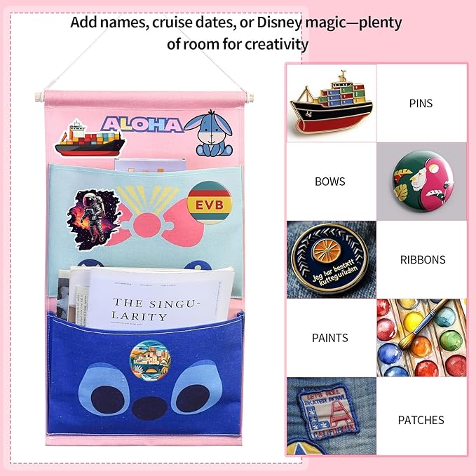 Fish Extender Hanger for Disney Cruise Gift Exchange Pixie Dust DCL Door Hanging Mail Box Bag Personalized 2025 2026 (2 pockets)