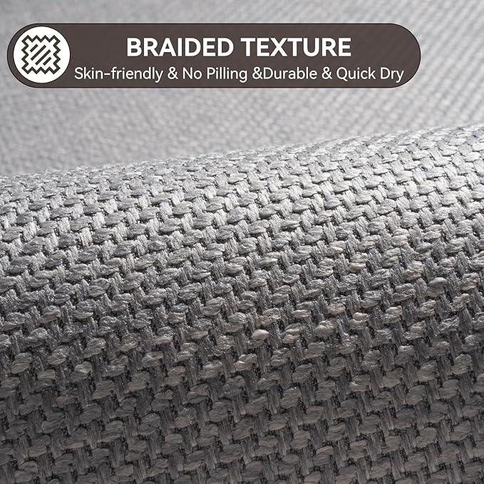 Half Circle Bath Mat, Thin Bathroom Rugs Fit Under Door Quick Dry Non Slip Washable Bathroom Mat with Rubber Backing, Absorbent Woven Half Round Shower Mat Rug,Gray Gray Brown