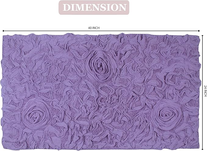Home Weavers Bell Flower Collection 100% Cotton Tufted Bath Rugs, Extra Soft and Absorbent Bath Rugs, Non-Slip Bath Mats, Machine Washable, Bath Mats for Bathroom Floor, 24"x40" Rectangle, Purple