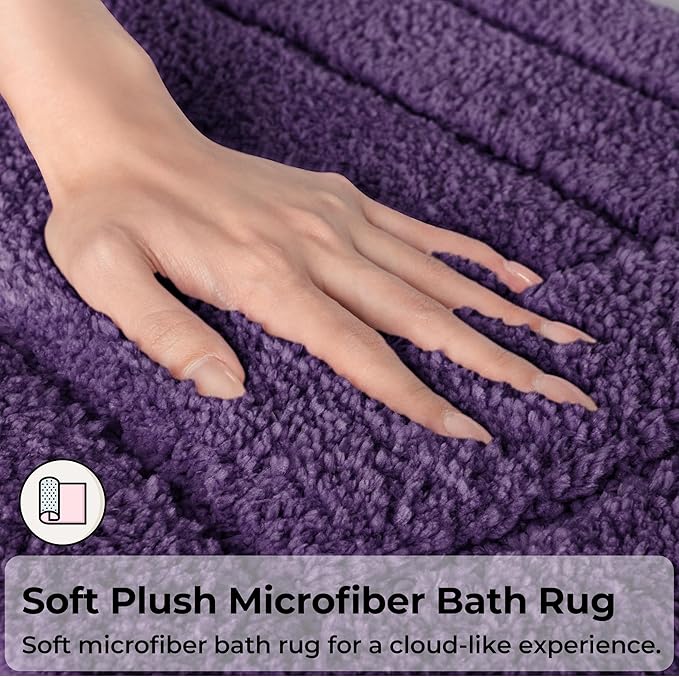 GRANNY SAYS Bathroom Rugs Sets 2 Piece,Soft Bath Mats for Bathroom, Bath Rugs Non Slip Washable, Absorbent Bath Rug for Tub,Shower and Toilet, Bath Mat Set (Purple, 20" x 32" + 16" x 24")