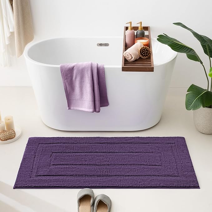 GRANNY SAYS Bathroom Rug Mat,48" x 24" Bath Mats for Bath Non-Slip, Super Soft and Water Absorbent, Microfiber Bath Rugs, Machine Wash Dry, Large Bathroom Rugs for Bath Floor, Purple