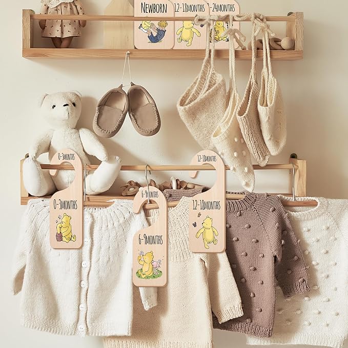 Winnie Baby Sttuff Baby Closet Divider - Winnie Nursery Decor Wardrobe Baby Closet Organizer,Baby Stuff Nursery Decor Clothes Hanger Dividers for Sorting 8 from Newborn to 24+ Months