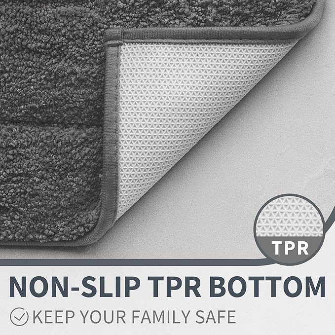 GRANNY SAYS Gray Bathroom Rugs Non Slip, Bath Mats for Bathroom, Super Soft and Water Absorbent, Microfiber Washable Bath Rugs for Floor, Tub and Shower, 16" x 24" Dark Gray