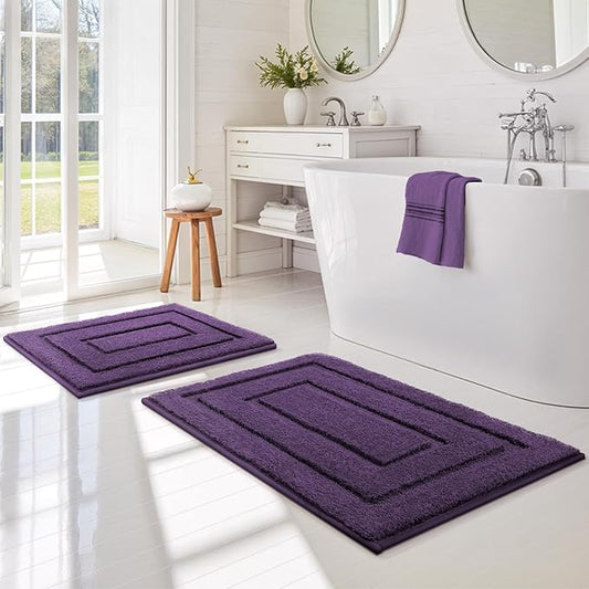 GRANNY SAYS Bathroom Rugs Sets 2 Piece,Soft Bath Mats for Bathroom, Bath Rugs Non Slip Washable, Absorbent Bath Rug for Tub,Shower and Toilet, Bath Mat Set (Purple, 20" x 32" + 16" x 24")